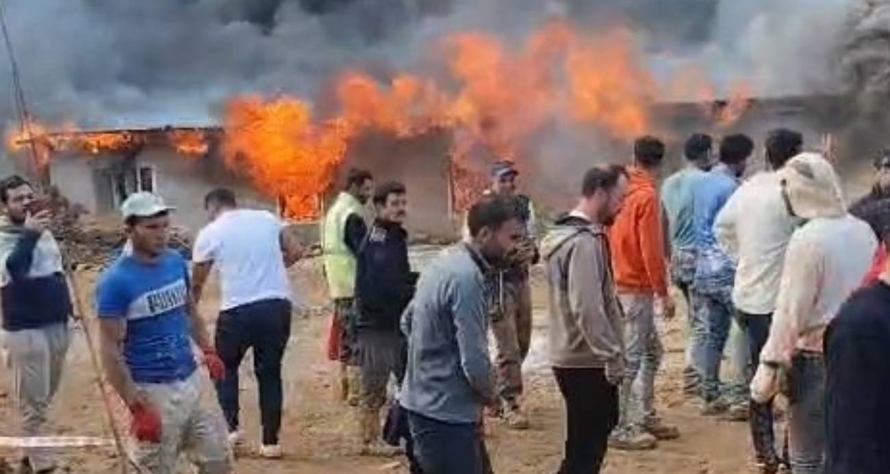 Şantiye alanında yangın paniği
