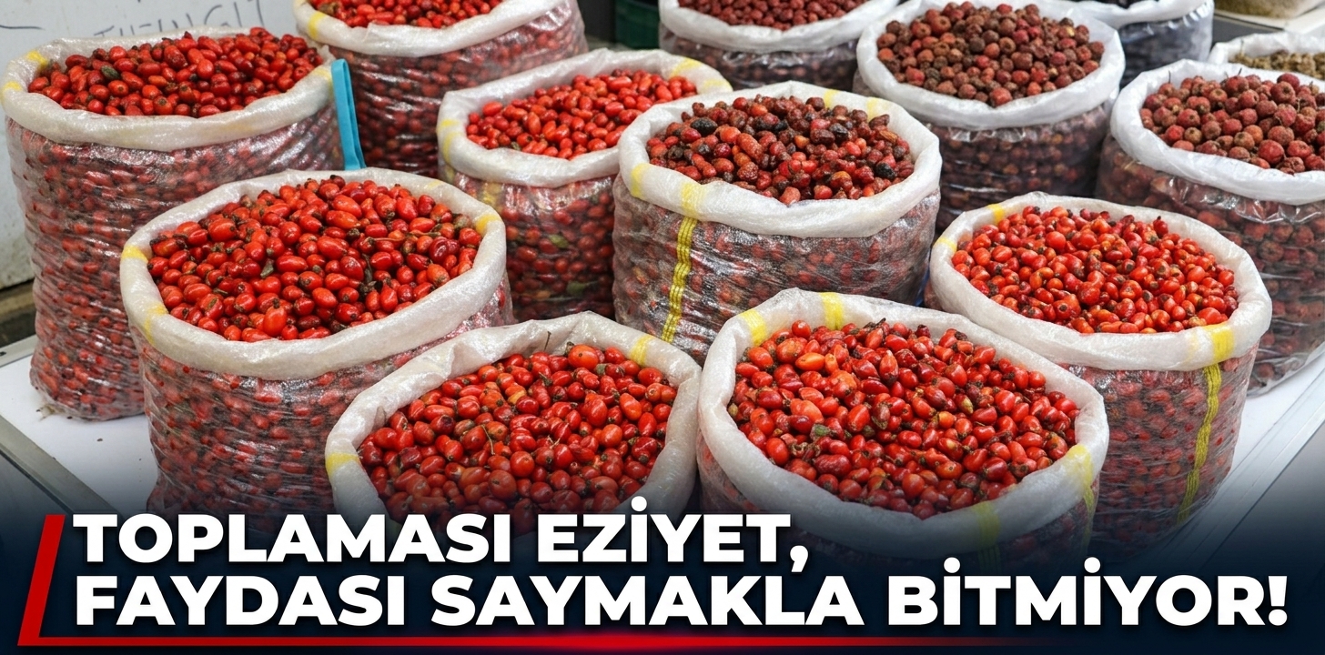 Dikenli dallar arasında zorlu kuşburnu mesaisi