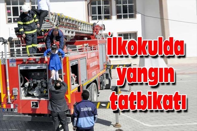 İlkokulda yangın tatbikatı