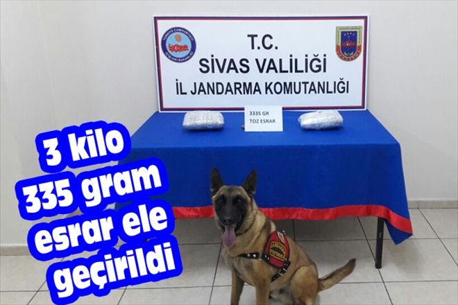 3 kilo 335 gram esrar ele geçirildi