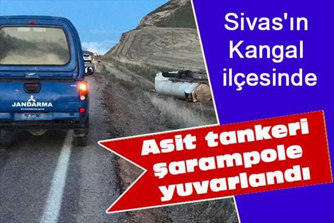 Asit tankeri şarampole yuvarlandı