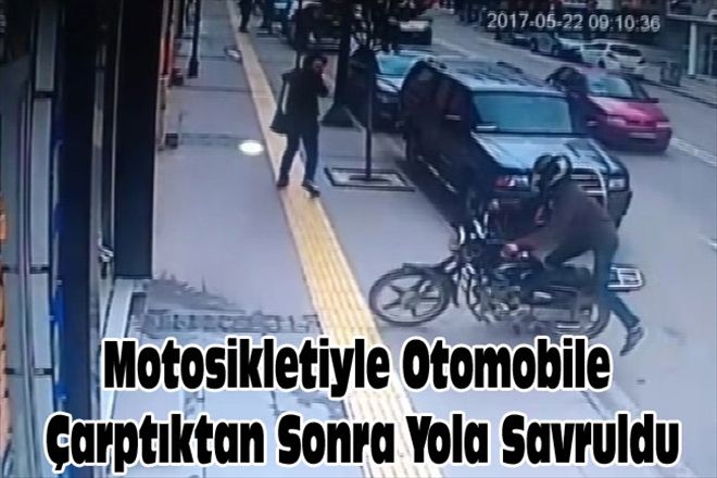 Motosikletiyle Otomobile  Çarptıktan Sonra Yola Savruldu