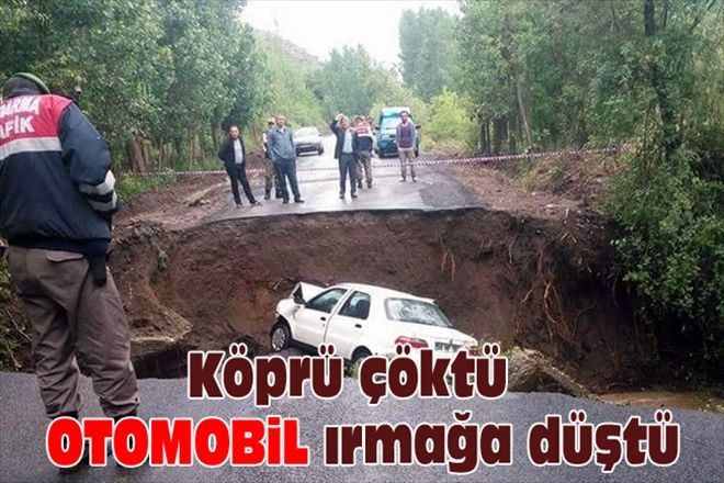 Köprü çöktü  OTOMOBiL  ırmağa düştü