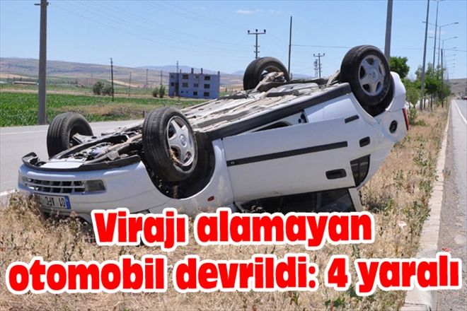 Virajı alamayan otomobil devrildi: 4 yaralı