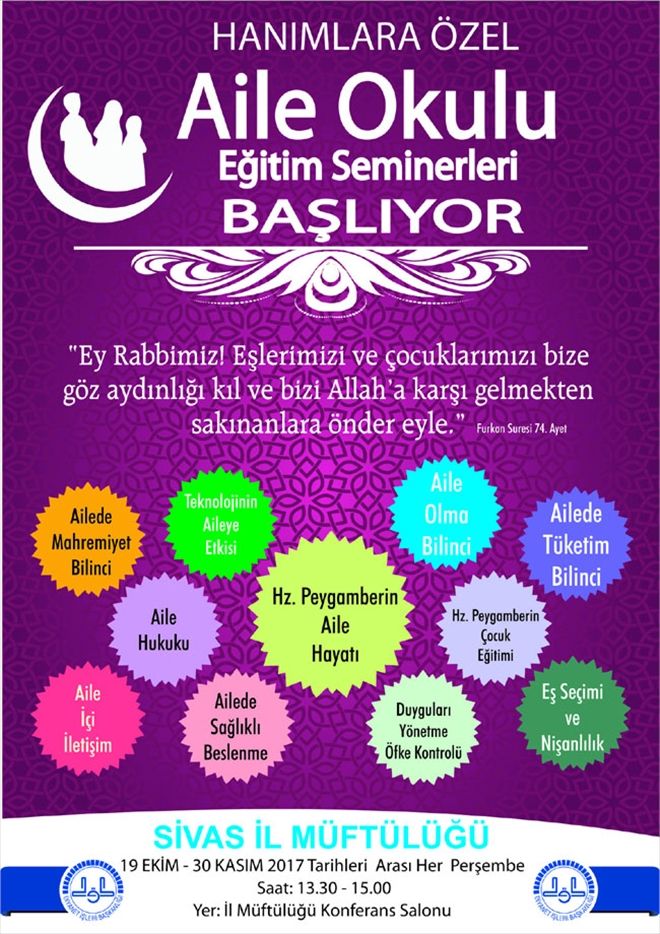 Aile Okulu Eğitim Seminerleri başlıyor