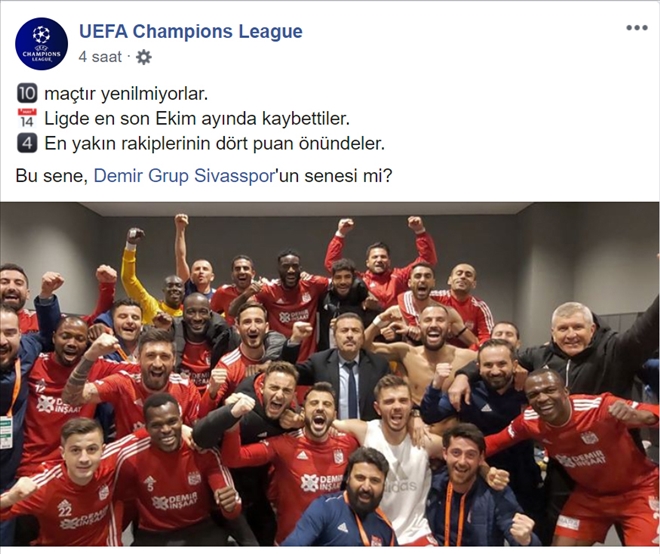 UEFA´dan Sivasspor Paylaşımı!