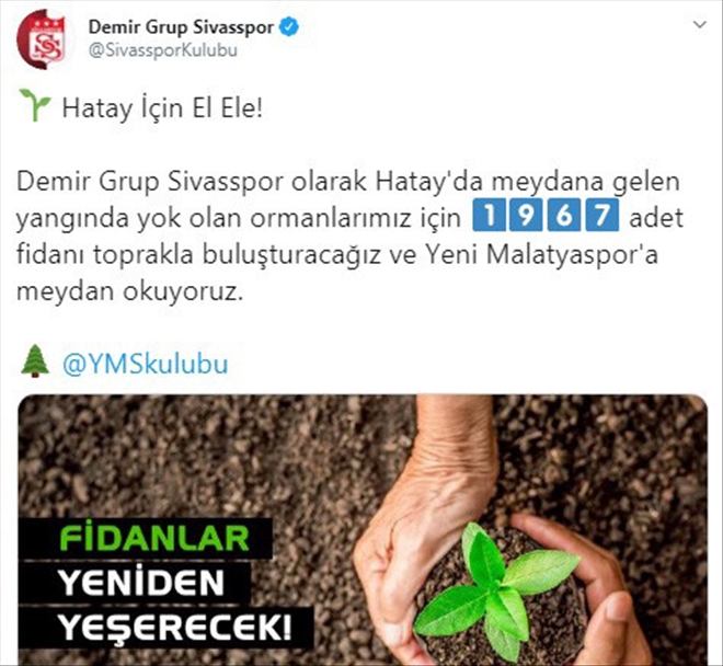 Sivasspor´dan Hatay´a Fidan Desteği
