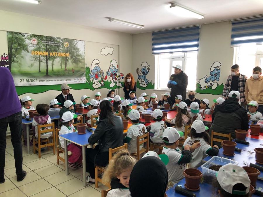 Yıldızeli'nde Minikler Orman Haftası Kapsamında Fidan Dikti 