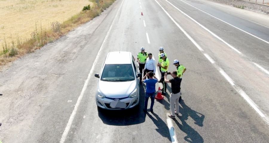 Kayseri-Malatya Karayolunda Droneli Denetim