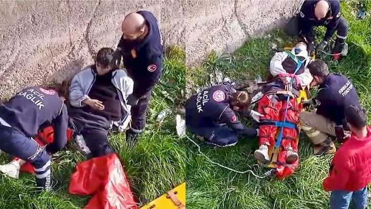 Motosikletiyle Demir Korkuluğa Çarpan Sürücü Dereye Savruldu