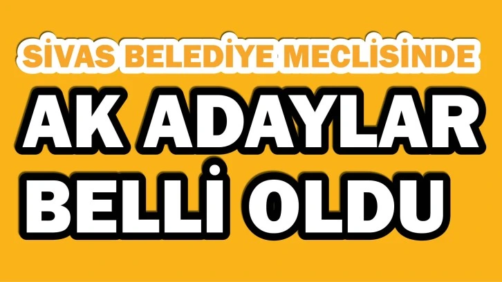 SİVAS'TA BELEDİYE MECLİSİ'NİN AK ADAYLARI BELLİ OLDU!