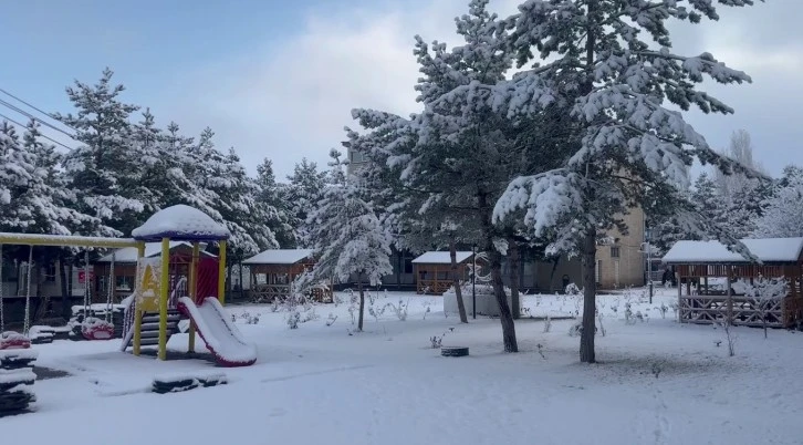Sivas'a Bahara Yakın Kar Yağdı