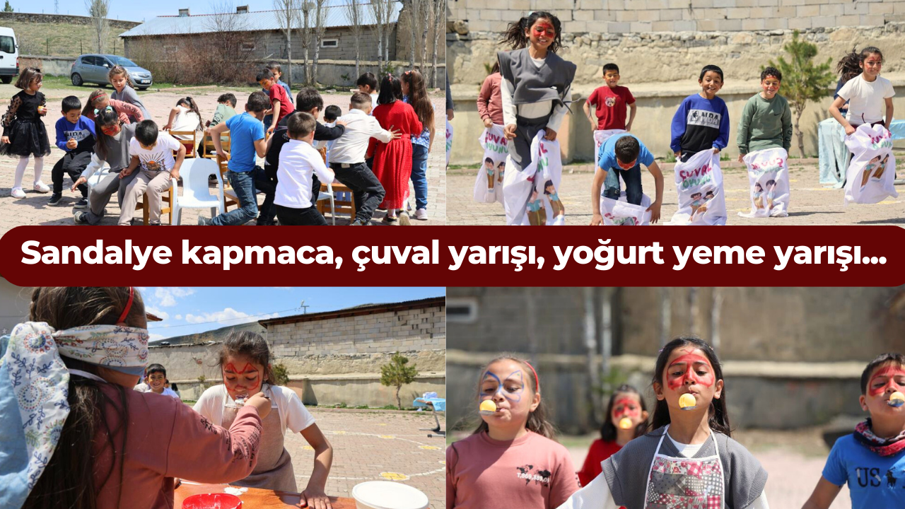 Sandalye kapmaca, çuval yarışı, yoğurt yeme yarışı… Sivas'ta 23 nisan geleneksel oyunlarla kutlandı