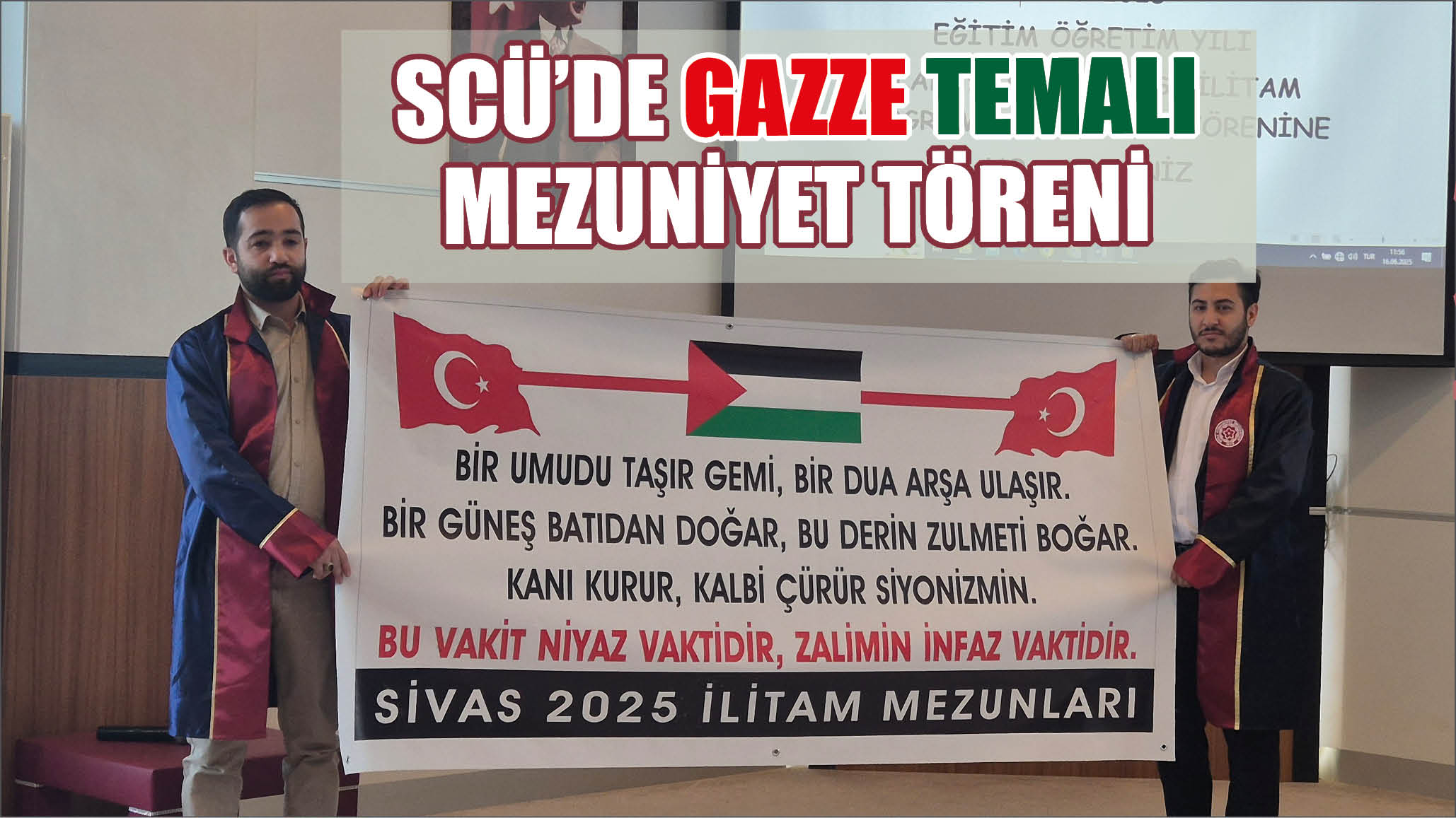 SCÜ'de Gazze Temalı Mezuniyet Töreni