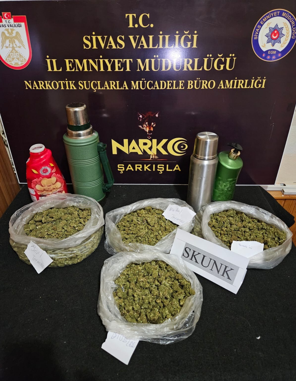 Sivas'ta Büyük Operasyon! 1,5 Kilo Skunk ve 9 Şüpheli Emniyette