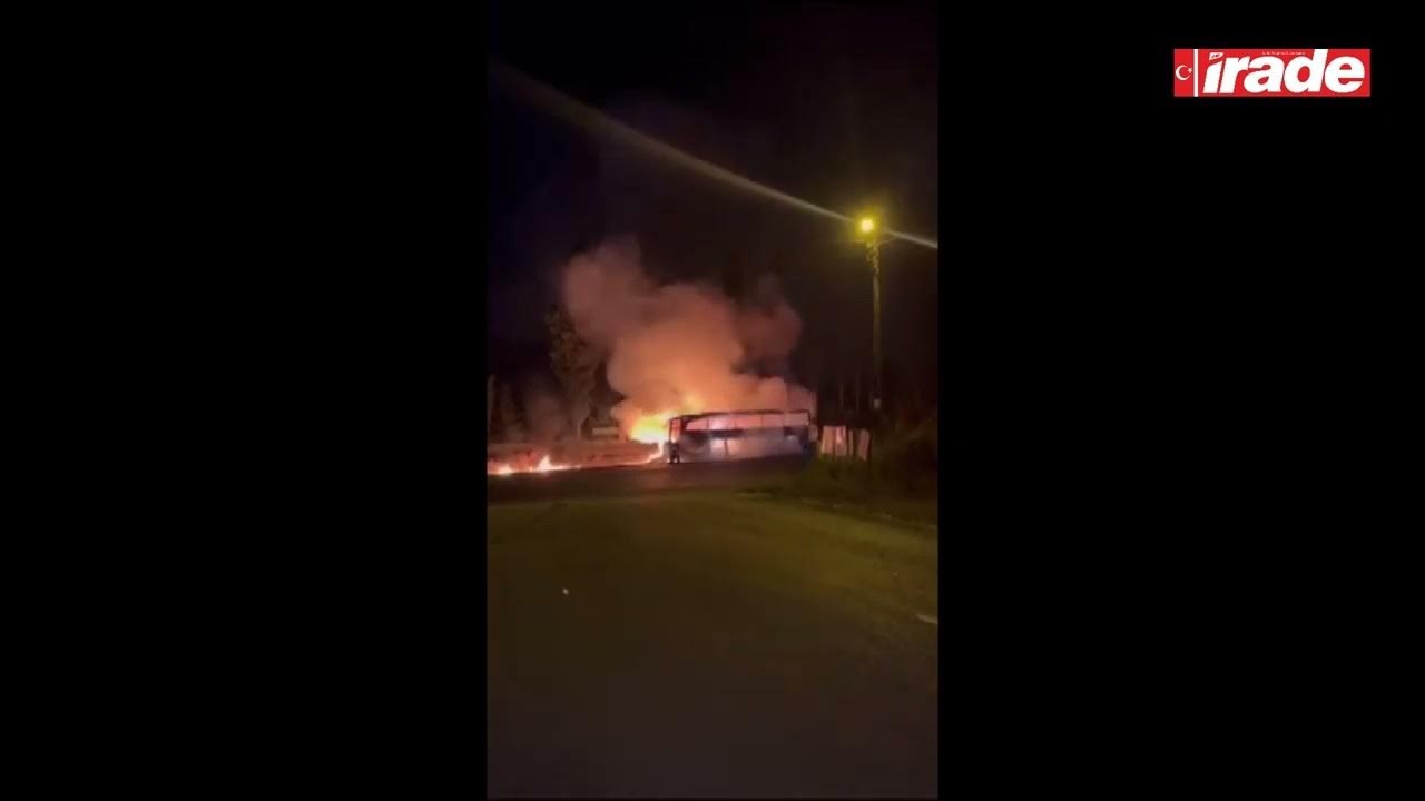 Yolcu Otobüsü Alev Alev Yandı