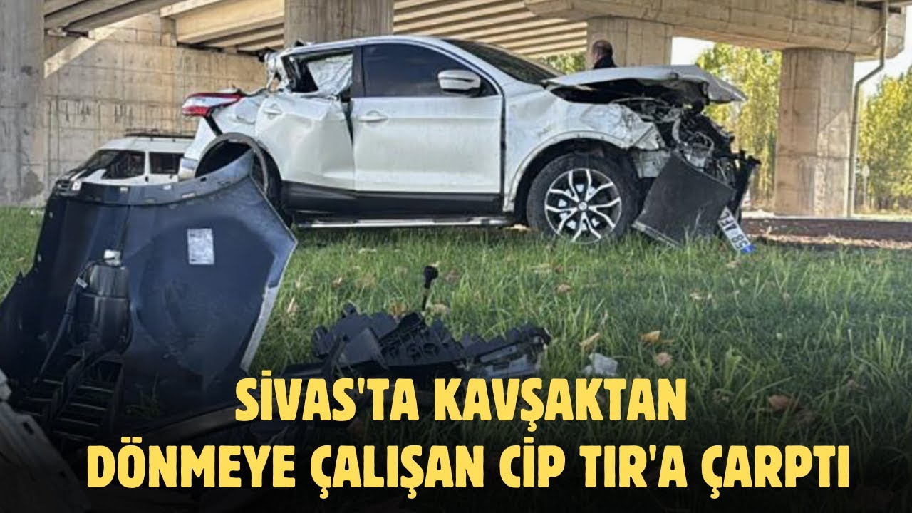 Sivas'ta Kavşaktan Dönmeye Çalışan Cip TIR'a Çarptı: 2 Yaralı