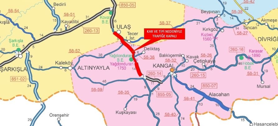 Kangal-Gürün yol ayrımında yol çalışması!