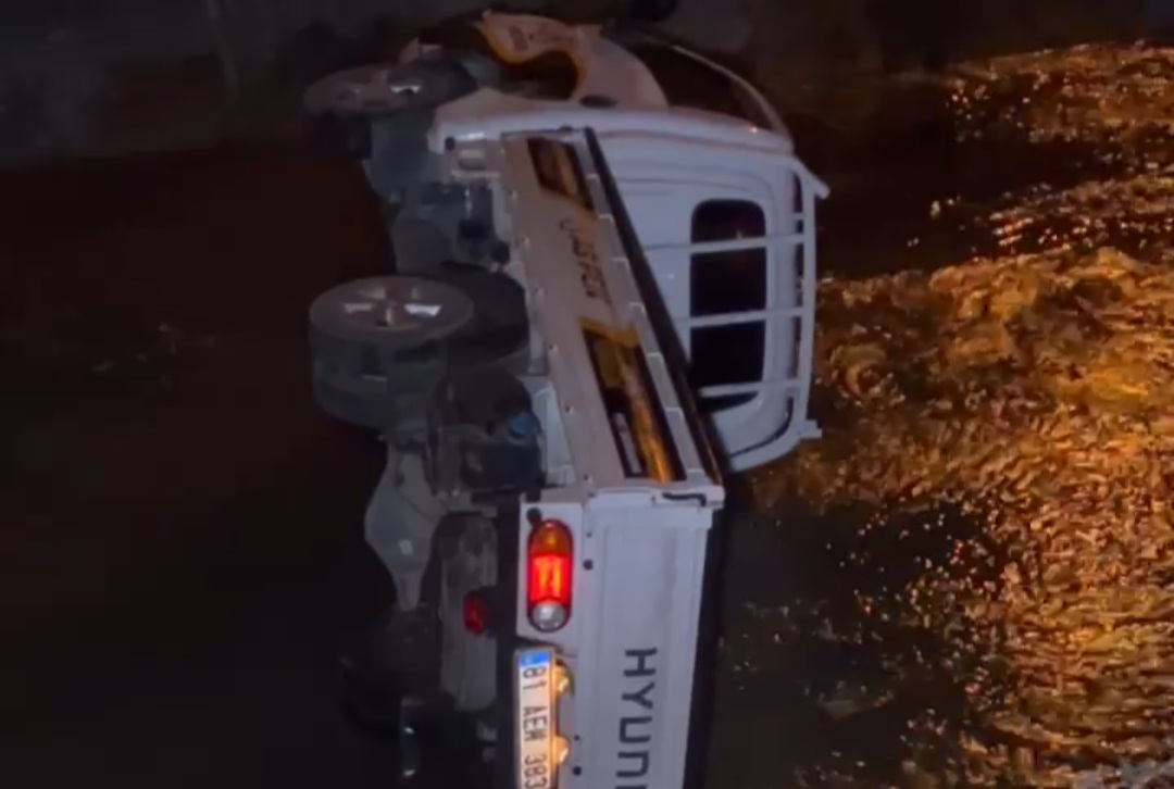 Alkollü sürücü su kanalına düştü