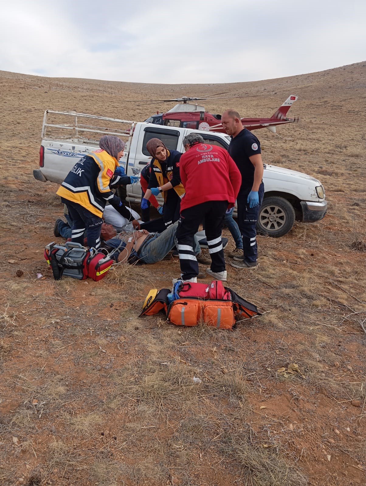 Dağda kalp krizi geçirdi, imdadına hava ambulansı yetişti