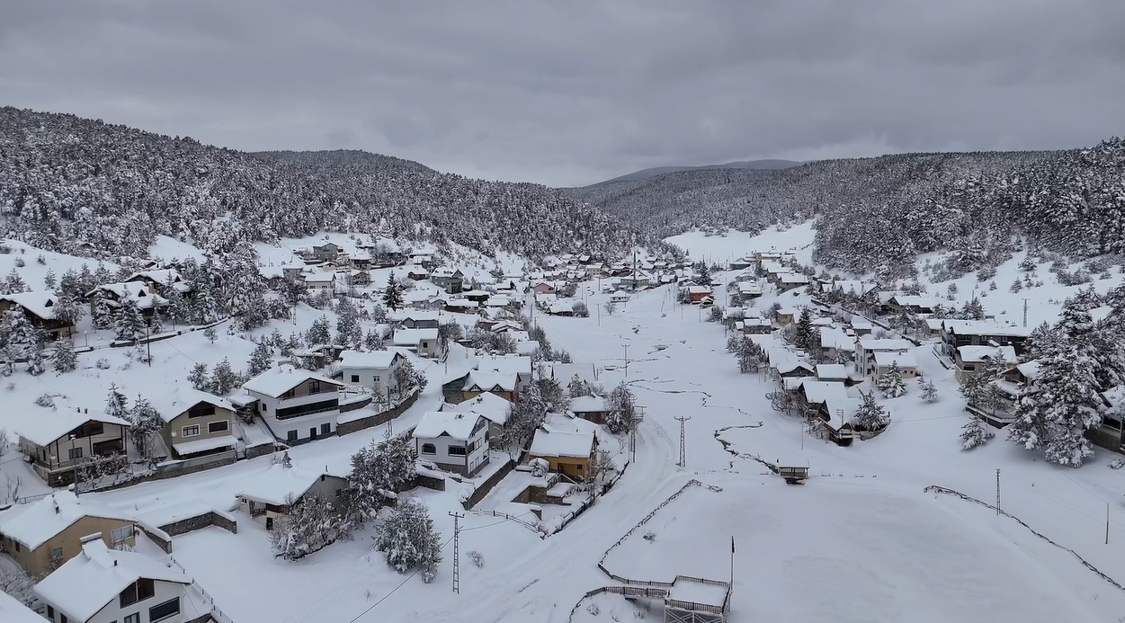 Çam ağaçlarıyla kaplı Eğriçimen Yaylası'nda kar kalınlığı 1 metreye ulaştı