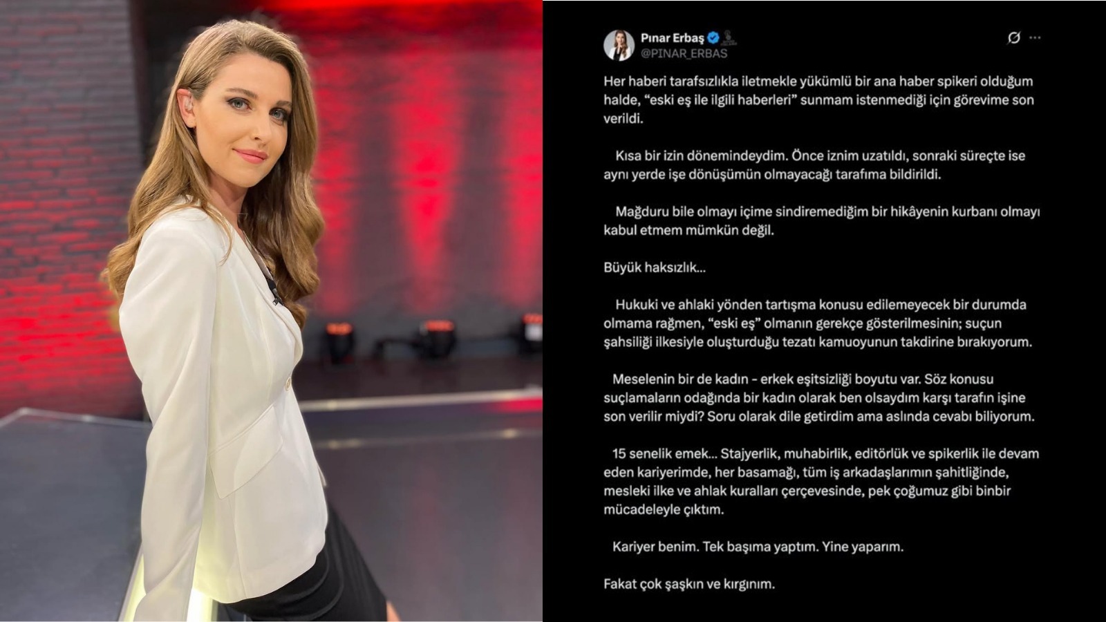 Pınar Erbaş'tan işten çıkarılmasına ilişkin ilk açıklama