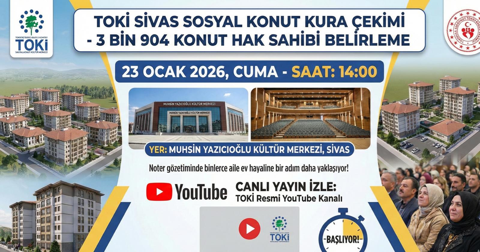 Sivas'ta TOKİ kurası canlı yayınlanacak! işte izleme linki