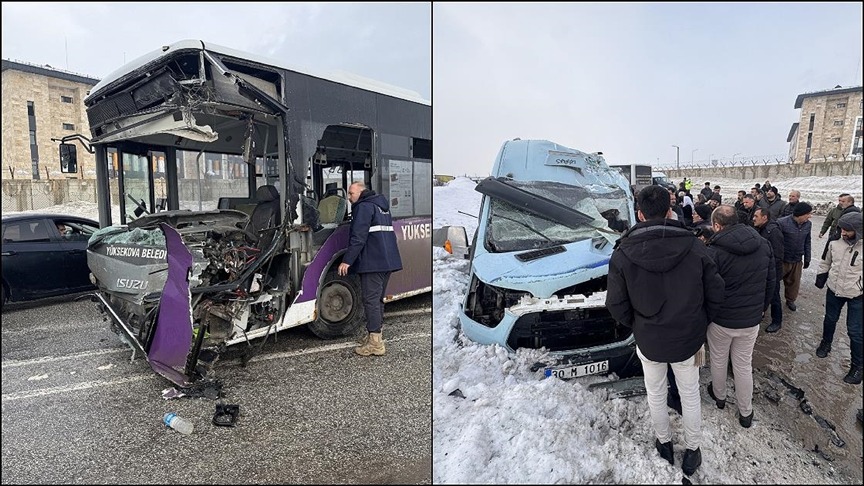 Hakkari'de otobüs ile minibüsün çarpıştığı kazada 18 kişi yaralandı