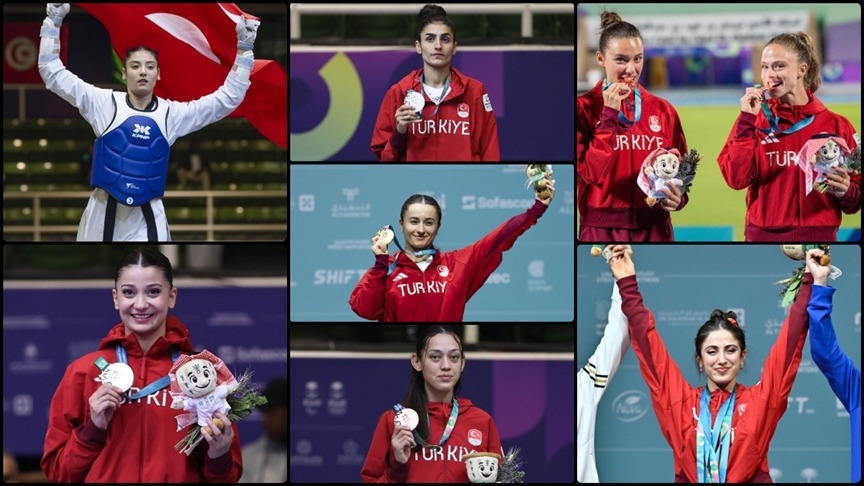 Kadın sporcular madalyaları topladı