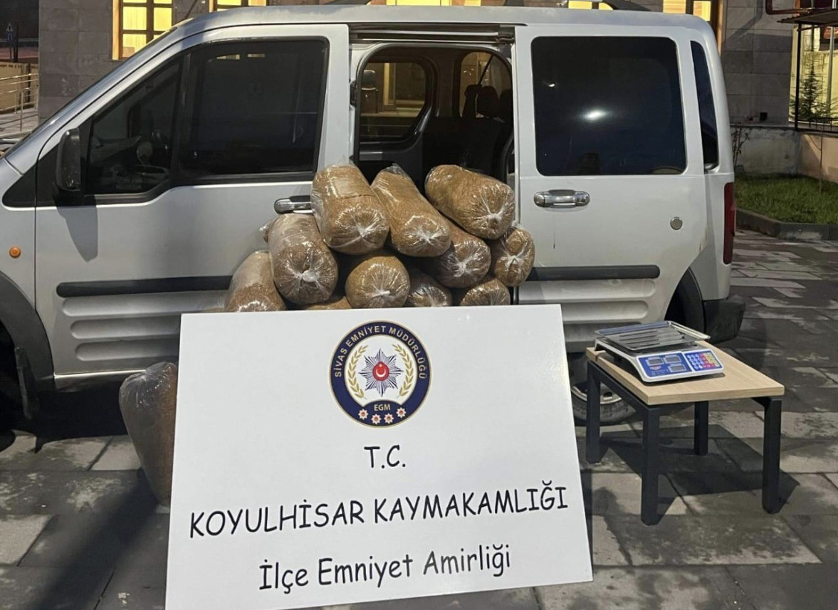 Sivas’ta 186 kilo kaçak tütün ele geçirildi