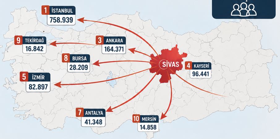 Sivaslıların göç haritası