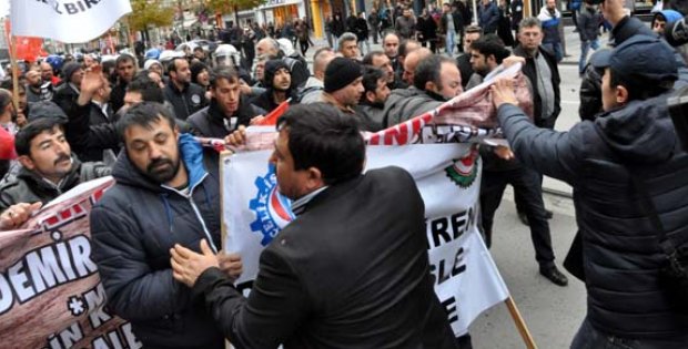 İşçiler İle Polis Arasında Arbede!