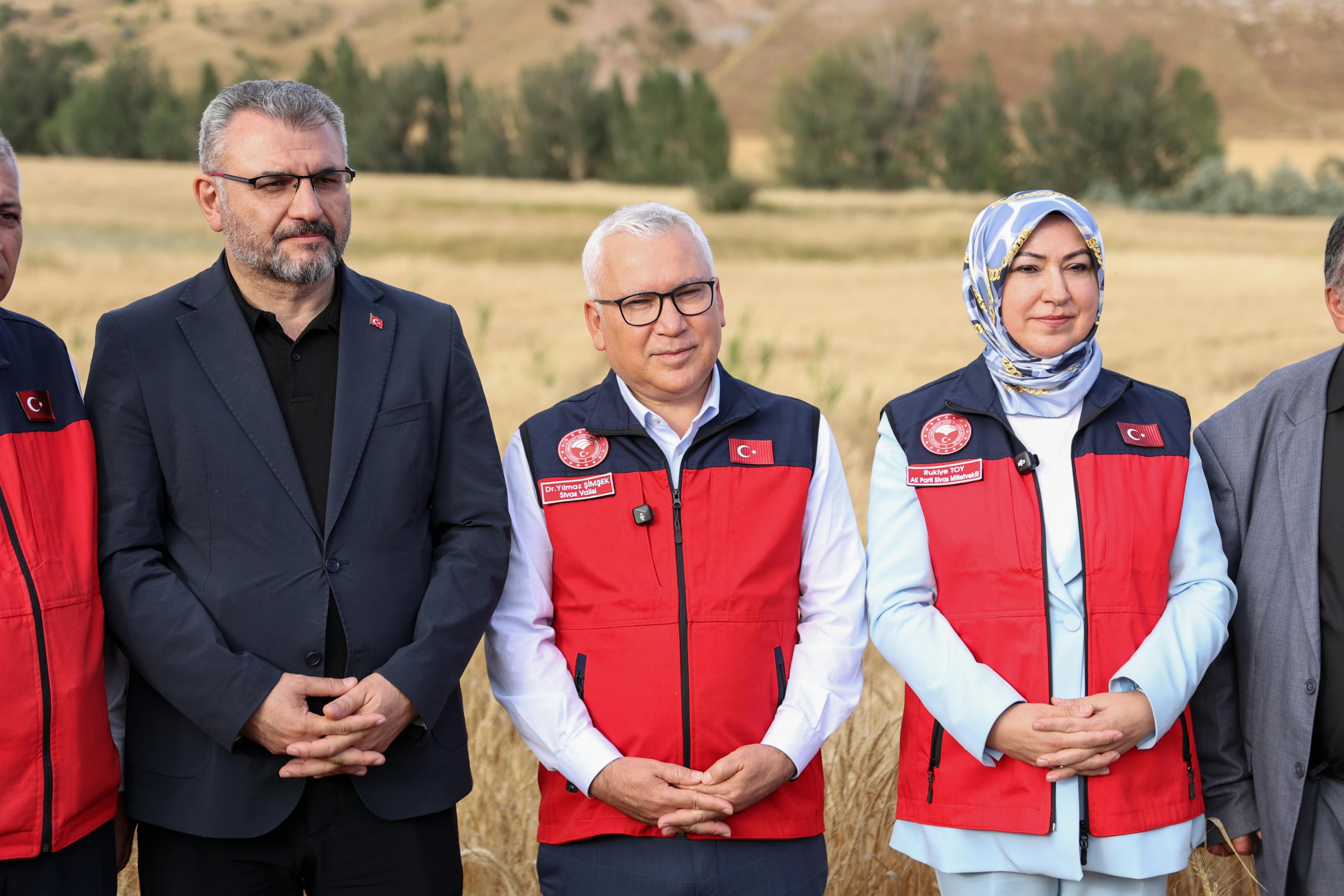 Sivas'ta yılın ilk hasat coşkusu: Protokol çiftçilerle tarlaya indi!
