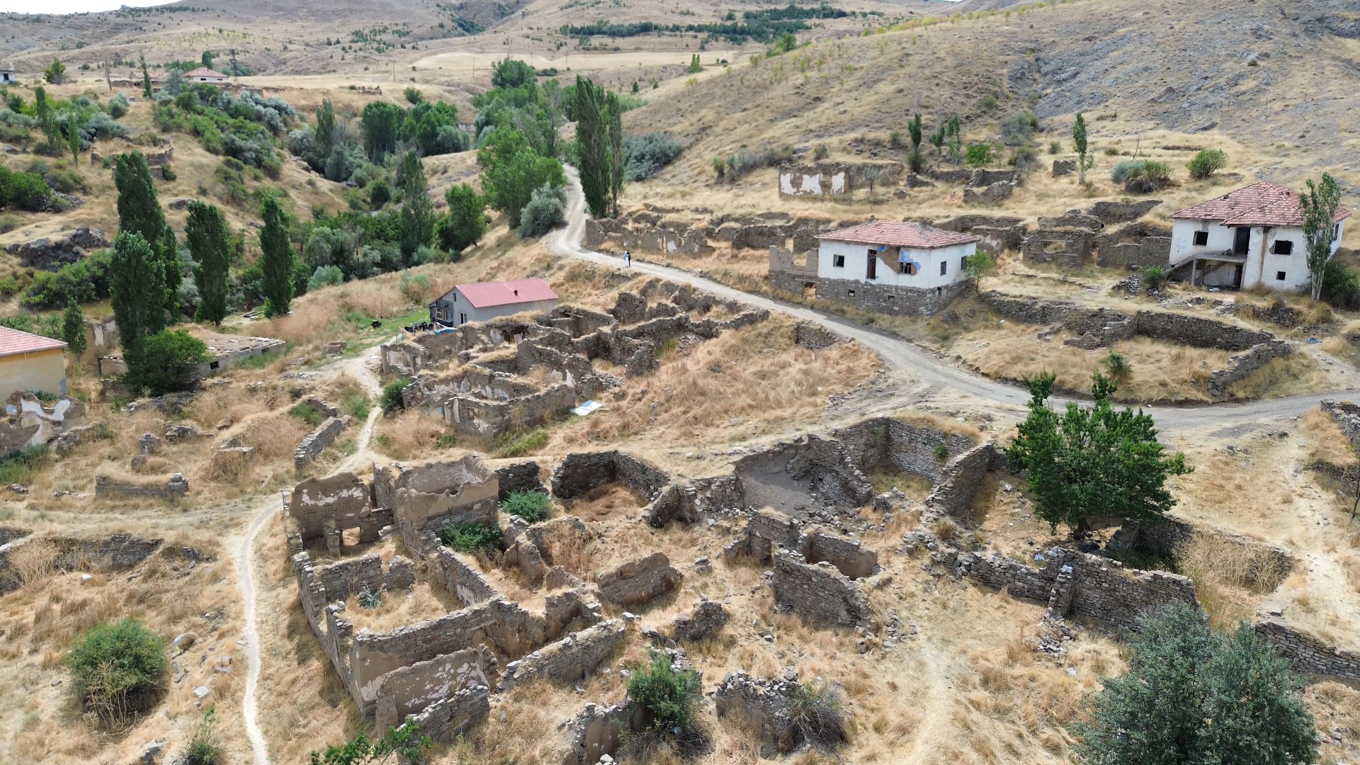 Sivas'ta göç nedeniyle terk edilen köyde yalnızca bir aile yaşıyor