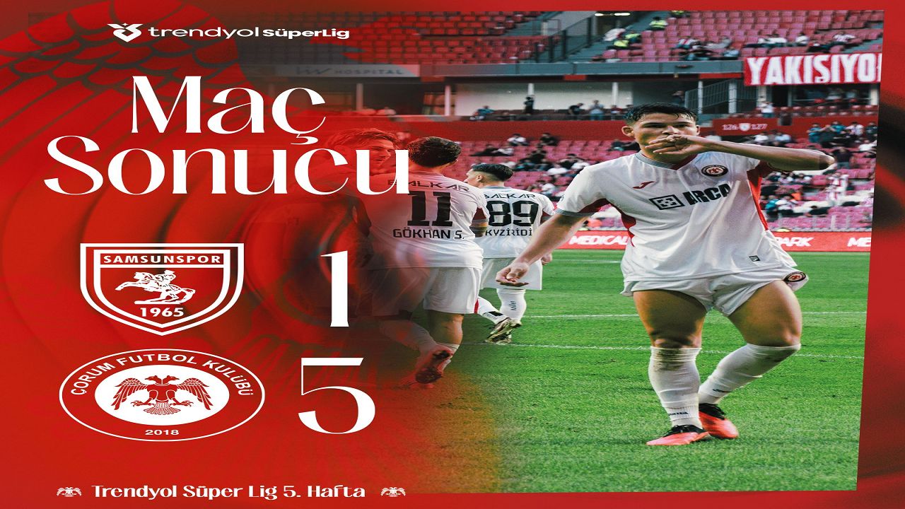 Samsunspor (1-5) Arca Çorum FK maç özeti ve golleri Bein Sports izle
