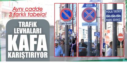 Sivas'ta aynı cadde, 3 farklı trafik levhası!