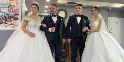 Babadan kalma geleneği yaşatıp, aynı gün evlendiler