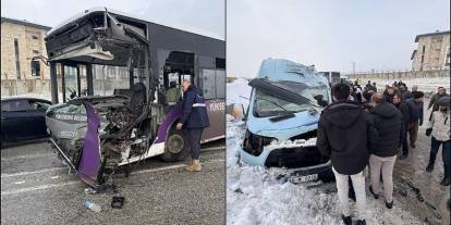 Hakkari'de otobüs ile minibüsün çarpıştığı kazada 18 kişi yaralandı