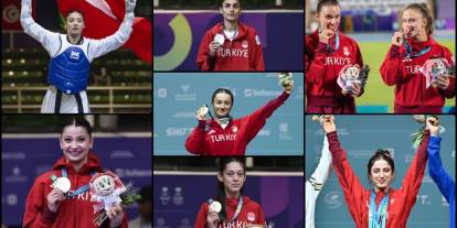 Kadın sporcular madalyaları topladı