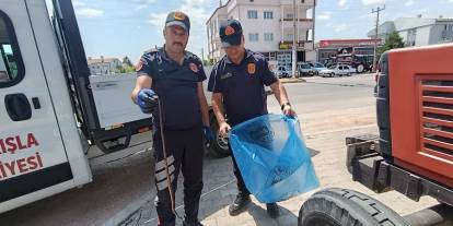 İş yerinde görülen yılanı itfaiye yakalayıp, doğal yaşam alanına bıraktı